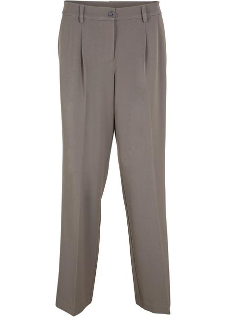 Pantaloni raffinati con pinces, gamba larga e tasche laterali. - Grigio  melange