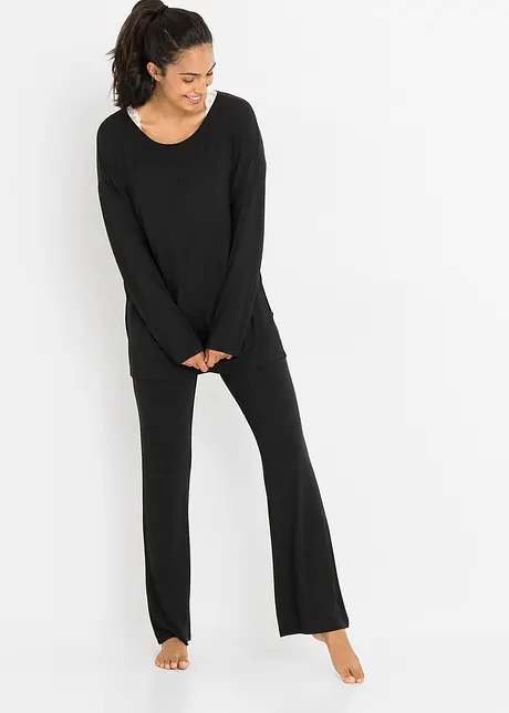 Pigiama con pantaloni a zampa e LENZING™ECOVERO™, bpc bonprix collection
