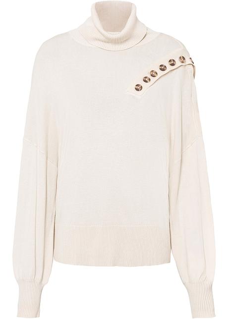 Pullover \u0026 Cardigan Maje Donna | Maglione A Coste Collo Alto Con Bottoni  Ecru ⋆ LaCittaVisibile