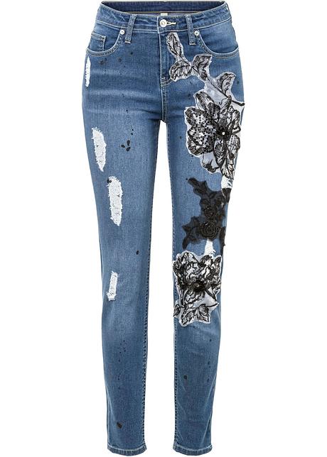 Jeans skinny trendy con zone sdrucite - Blu stone