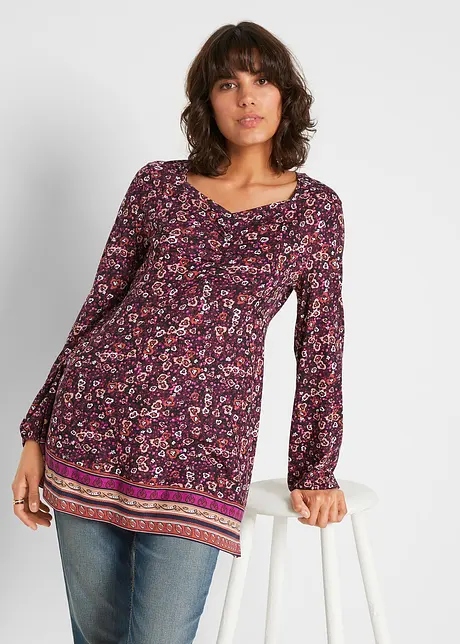 Maglia lunga in fantasia floreale, bonprix