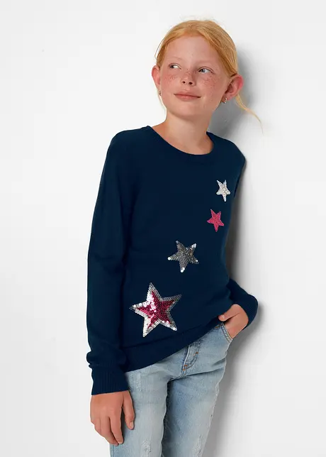 Maglione in filato fine con paillettes, bonprix