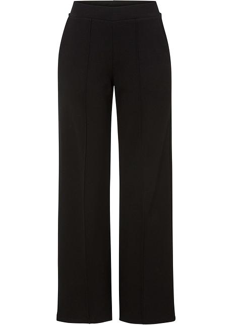 Pantaloni in jersey con gamba larga e cinta elastica. - Nero
