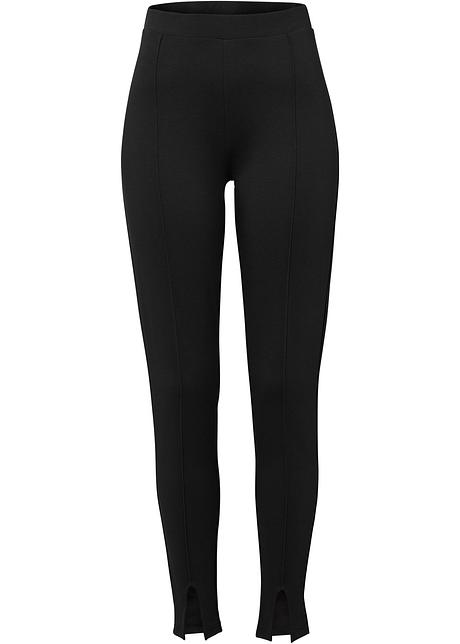 Leggings aderenti con viscosa sostenibile e spacchetti. - Nero