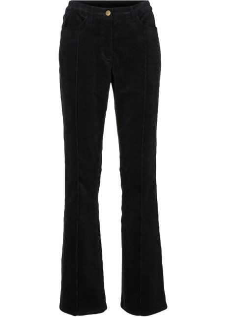 Bonprix Donna Abbigliamento Pantaloni e jeans Pantaloni Pantaloni in velluto Nero Pantaloni di velluto cropped con cinta comoda 