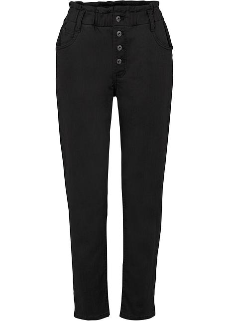Pantaloni paper bag a vita alta con abbottonatura a vista e cinta elastica  - Nero used