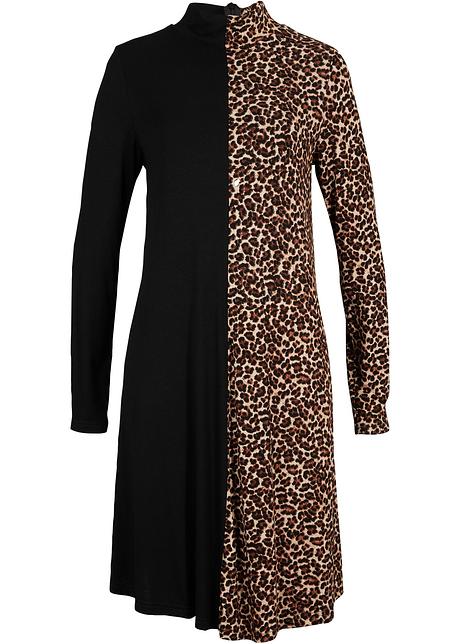 Abito in maglina dal look moderno - Nero leopardato