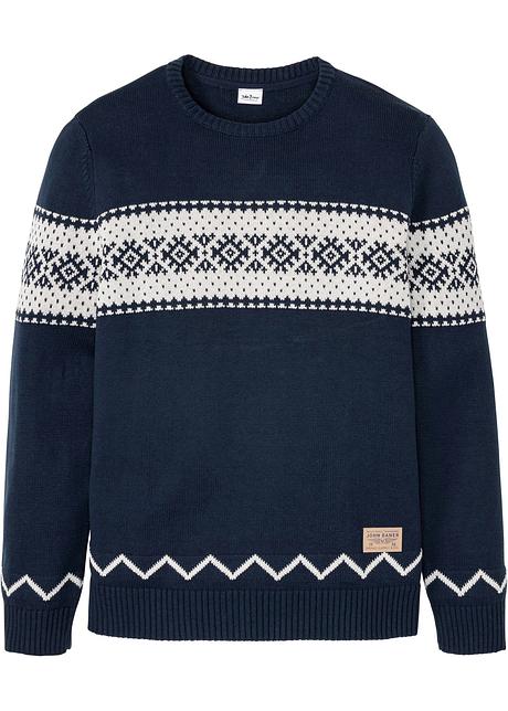 Bellissimo maglione norvegese con etichetta al fondo - Blu scuro jacquard