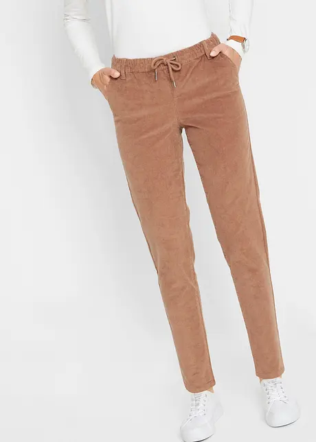 Pantaloni di velluto  con coulisse e cordoncino, bonprix