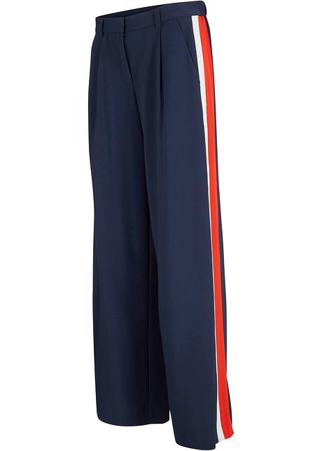 Pantaloni larghi con inserti colorati ai lati. - Blu scuro / fragola