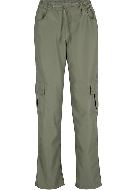 Pantaloni larghi e disinvolti con cinta elastica - Verde oliva