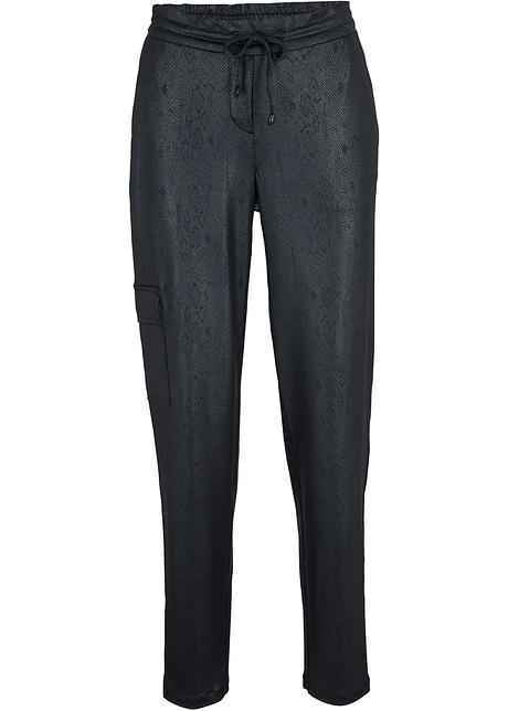 Pantaloni in stile cargo in materiale stropicciato - Nero, T.N.