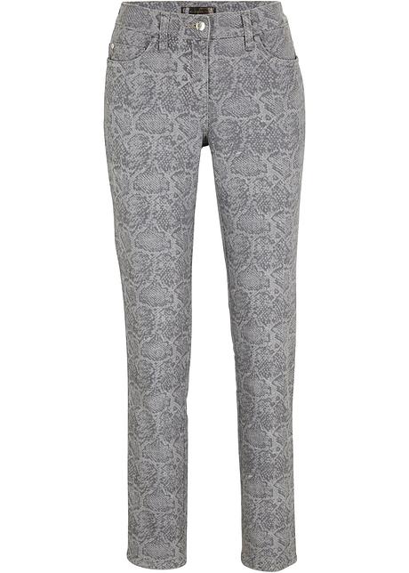 Jeans elasticizzati con stampa pitonata moderna - Grigio denim pitonato,  T.N.