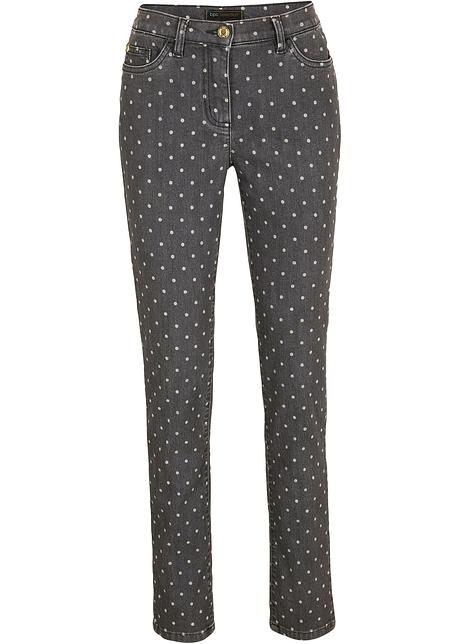 Jeans elasticizzati con bella fantasia a pois - Nero denim a pois, T.N.