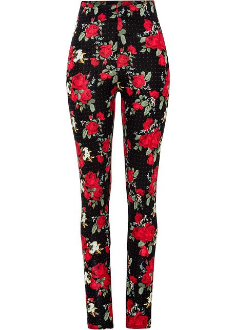 Leggings con viscosa sostenibile - Nero a fiori