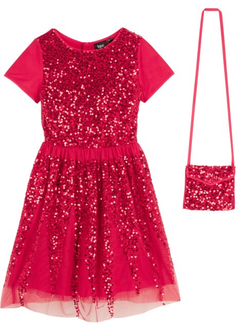 Rosso Abito elegante e borsetta con paillettes Bonprix Bambina Abbigliamento Vestiti Vestiti paillettes set 2 pezzi 