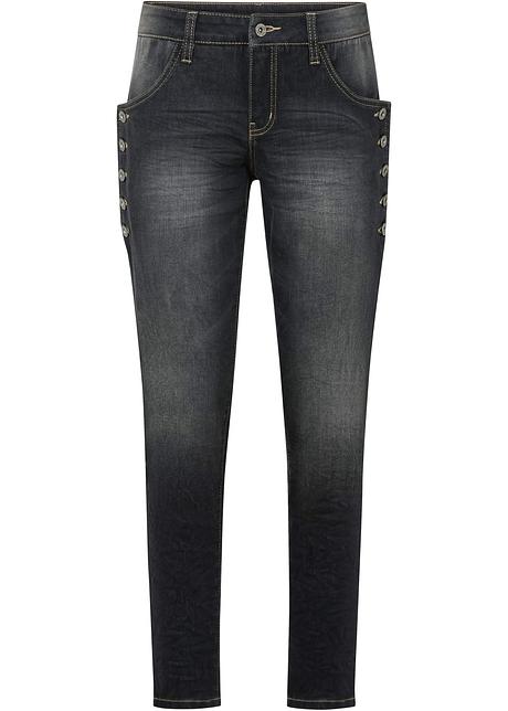 Jeans boyfriend disinvolti con abbottonatura decorativa - Nero stone