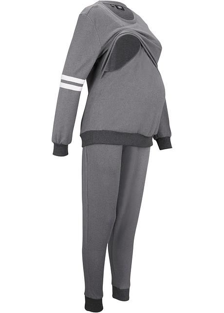 Comoda tuta sportiva prémaman e da allattamento - Grigio melange