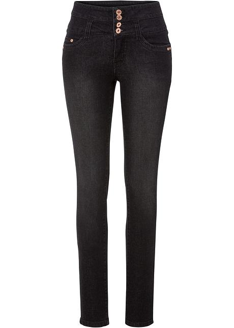 Jeans skinny stilosi con borchiette - Nero denim