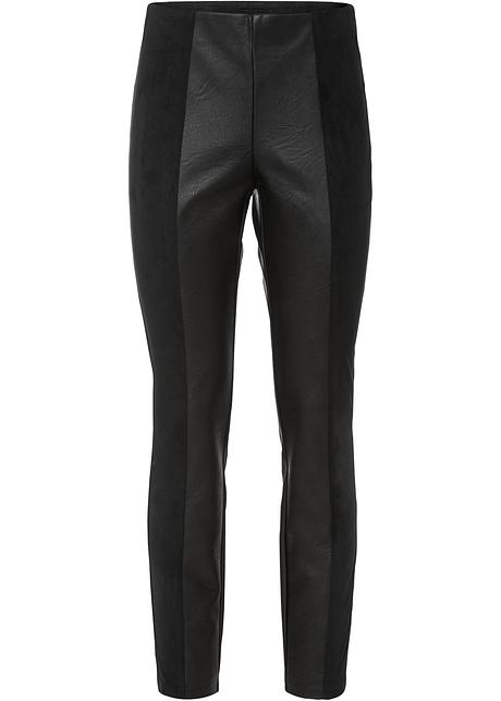Pantaloni in similpelle moderni con elastico in vita - Nero