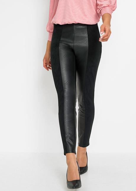 Pantaloni in similpelle moderni con elastico in vita - Nero