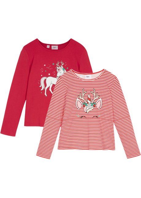 Rosso pacco da 2 natalizia Maglia a maniche lunghe Bonprix Bambina Abbigliamento Top e t-shirt T-shirt T-shirt a maniche lunghe 
