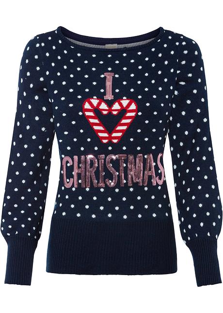 Maglione particolare a pois - Blu scuro a pois