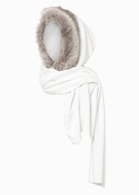 Sciarpa con cappuccio, elegante e glamour - Bianco panna