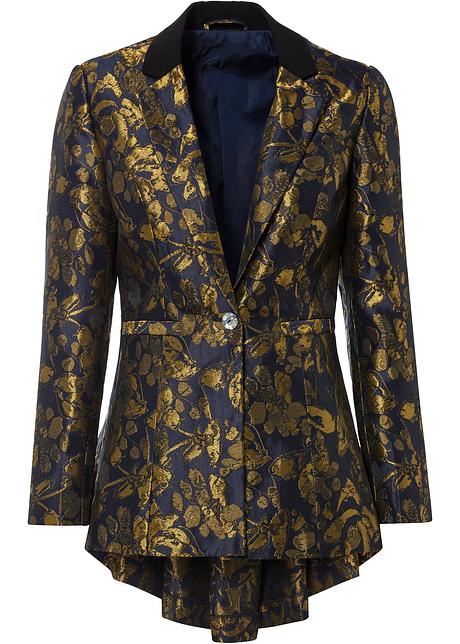 Cappotto corto stiloso, dal taglio che segue il corpo, con bellissimi  bottoni - Blu / oro fantasia grafica