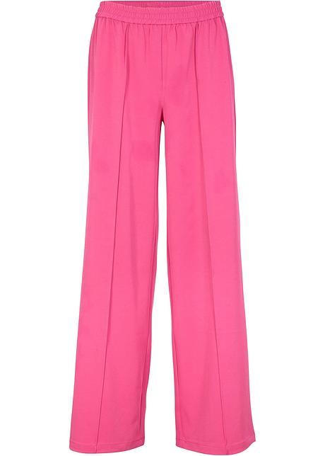 Pantaloni comodi con cinta confortevole e pieghe sul davanti, a gamba larga  - Ciclamino