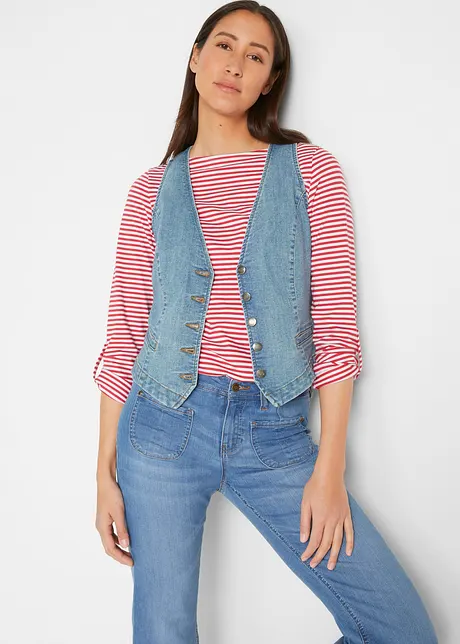 Gilet in jeans elasticizzato, bonprix