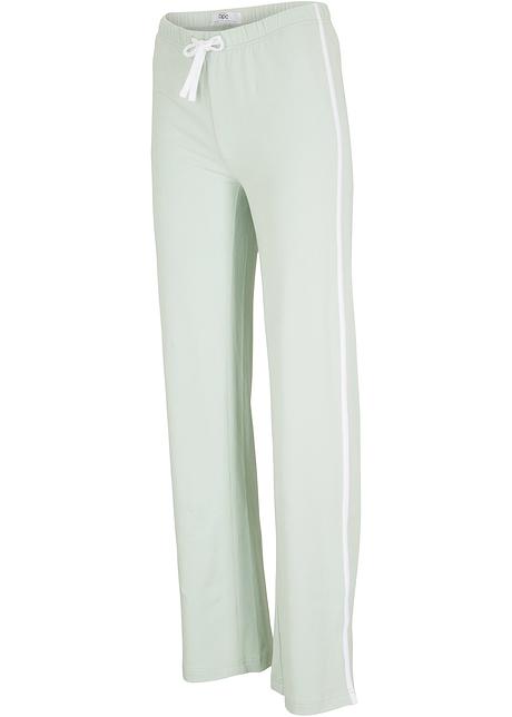 Pantaloni elasticizzati basic con elastico e pistagne a contrasto - Verde  canna chiaro