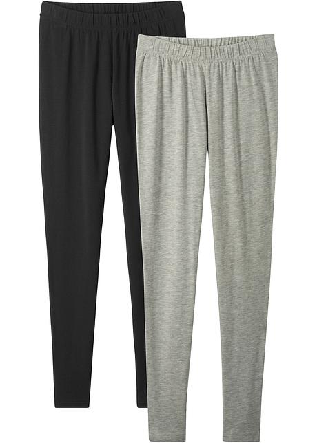 Leggings pratici in due colori - Grigio chiaro melange + nero