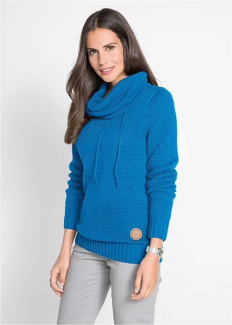 Maglione a collo alto con cordoncino, bonprix