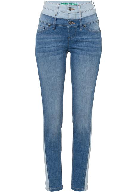 Jeans skinny trendy bicolori con impunture modellanti - Azzurro denim /  ghiaccio denim