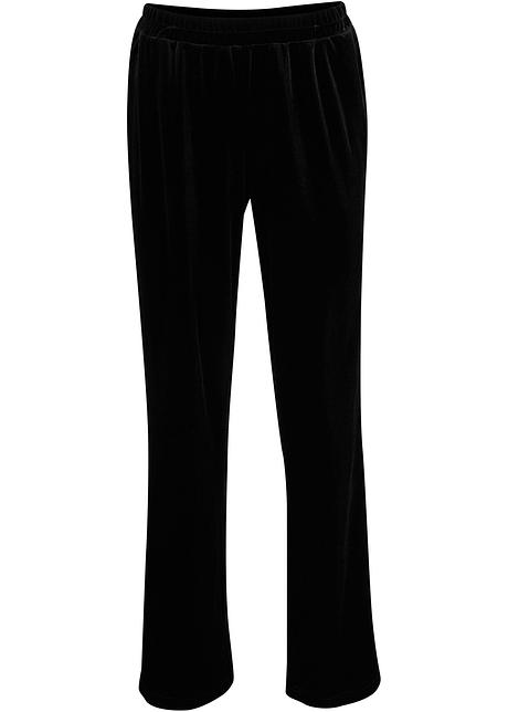 Pantaloni dal taglio largo in velluto morbido - Nero