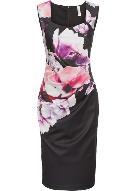 Abito a tubino con stampa floreale - Nero / rosa a fiori