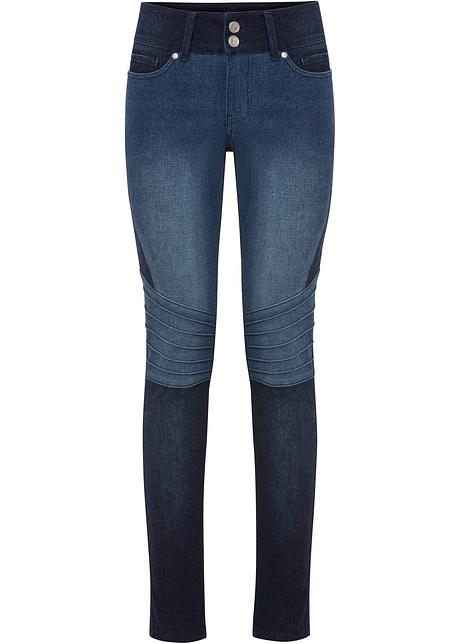Jeans skinny trendy con dettagli stile biker - Blu scuro denim / blu denim
