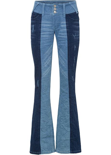 Jeans a zampa moderni bicolori con cinta larga - Azzurro denim / blu scuro  denim