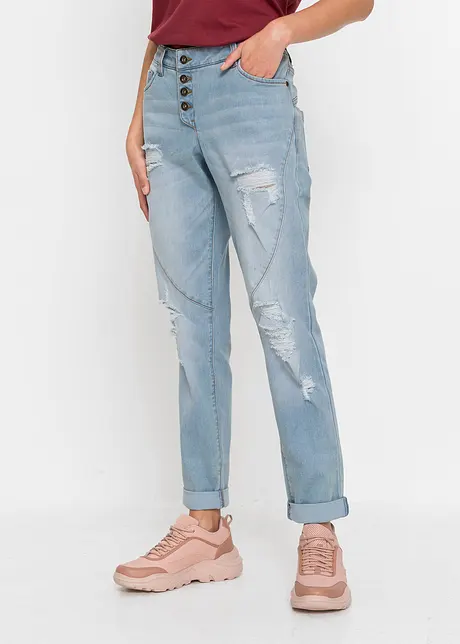 Jeans boyfriend sdruciti con poliestere riciclato, bonprix