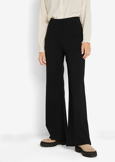 Pantaloni a palazzo con elastico in vita in misto viscosa, bonprix