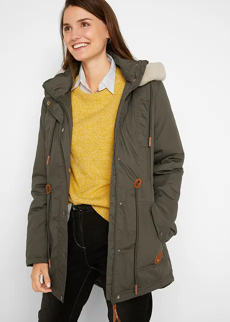 Parka imbottito con ecopelliccia, bonprix