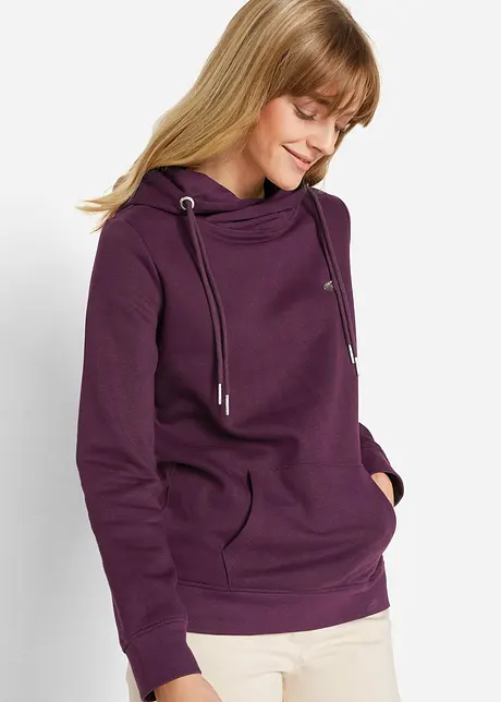 Felpa con cappuccio e tasche a marsupio, bonprix