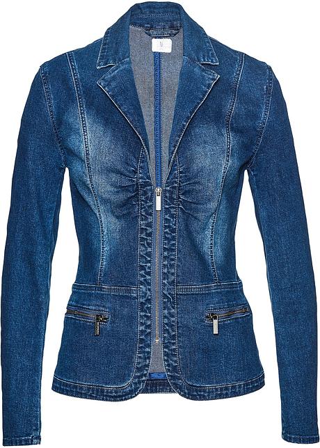 Giacca di jeans disinvolta con cerniera - Blu stone