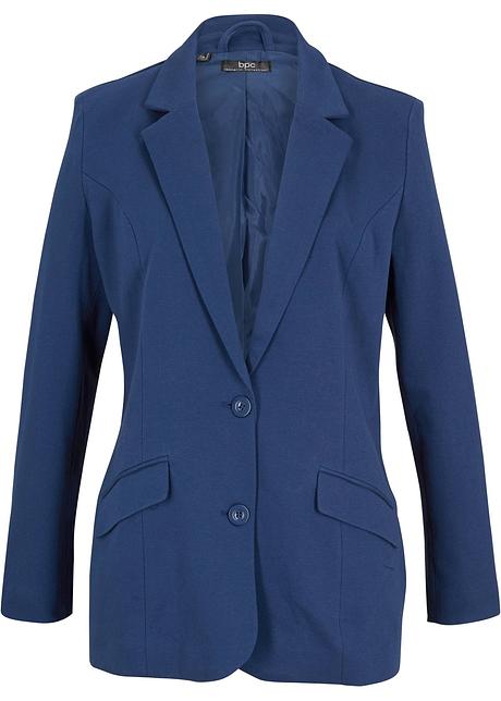 Blazer lungo in jersey di cotone moderno dal taglio elegante - Blu notte