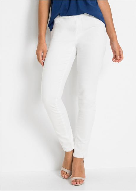 Jeggings superaderenti con elastico in vita - Bianco twill