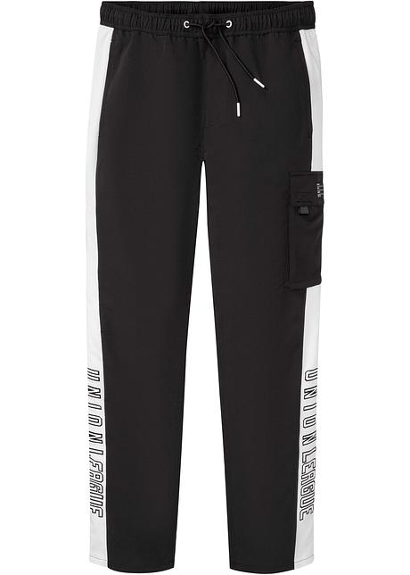 Pantaloni con elastico in vita trendy con bande laterali - Nero