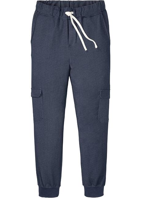 Pantaloni trendy con elastico in vita e due tasche applicate - Blu