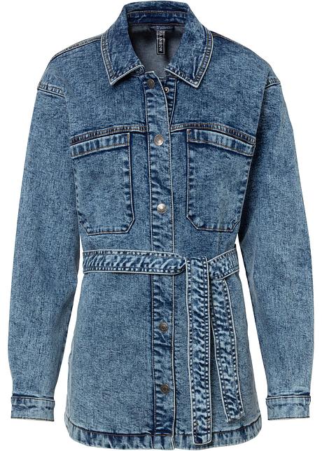 Giacca di jeans moderna con tasche applicate - Blu denim used