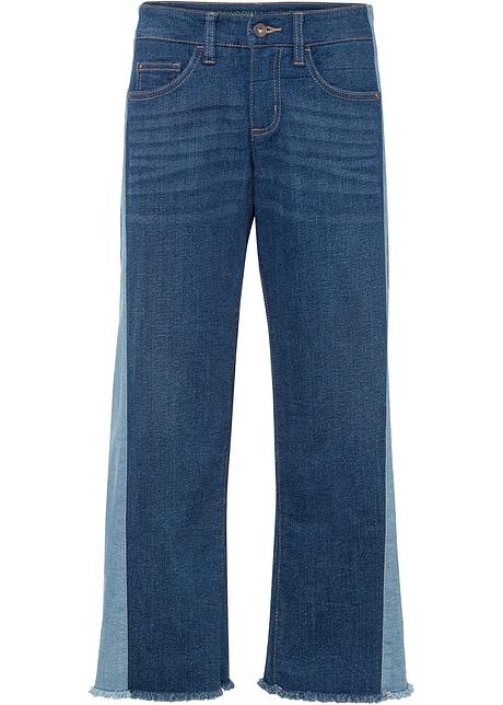 Jeans culotte ricchi di stile in due colori e con inserti - Blu denim /  azzurro denim